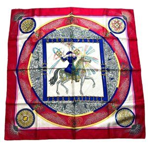 HERMES "Feux D'artifice": Multicolor, 100% Silk Logo Scarf/Foulard 35" x 35" #13